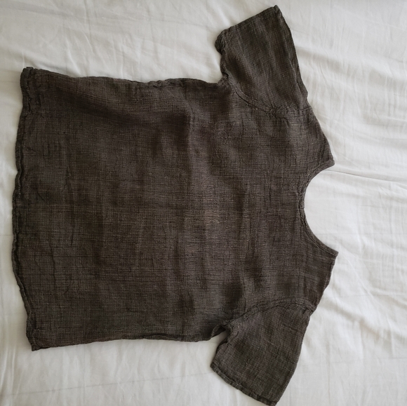 Moss green vtg 90s FLAX linen top heavyweave sz M - Picture 4 of 7